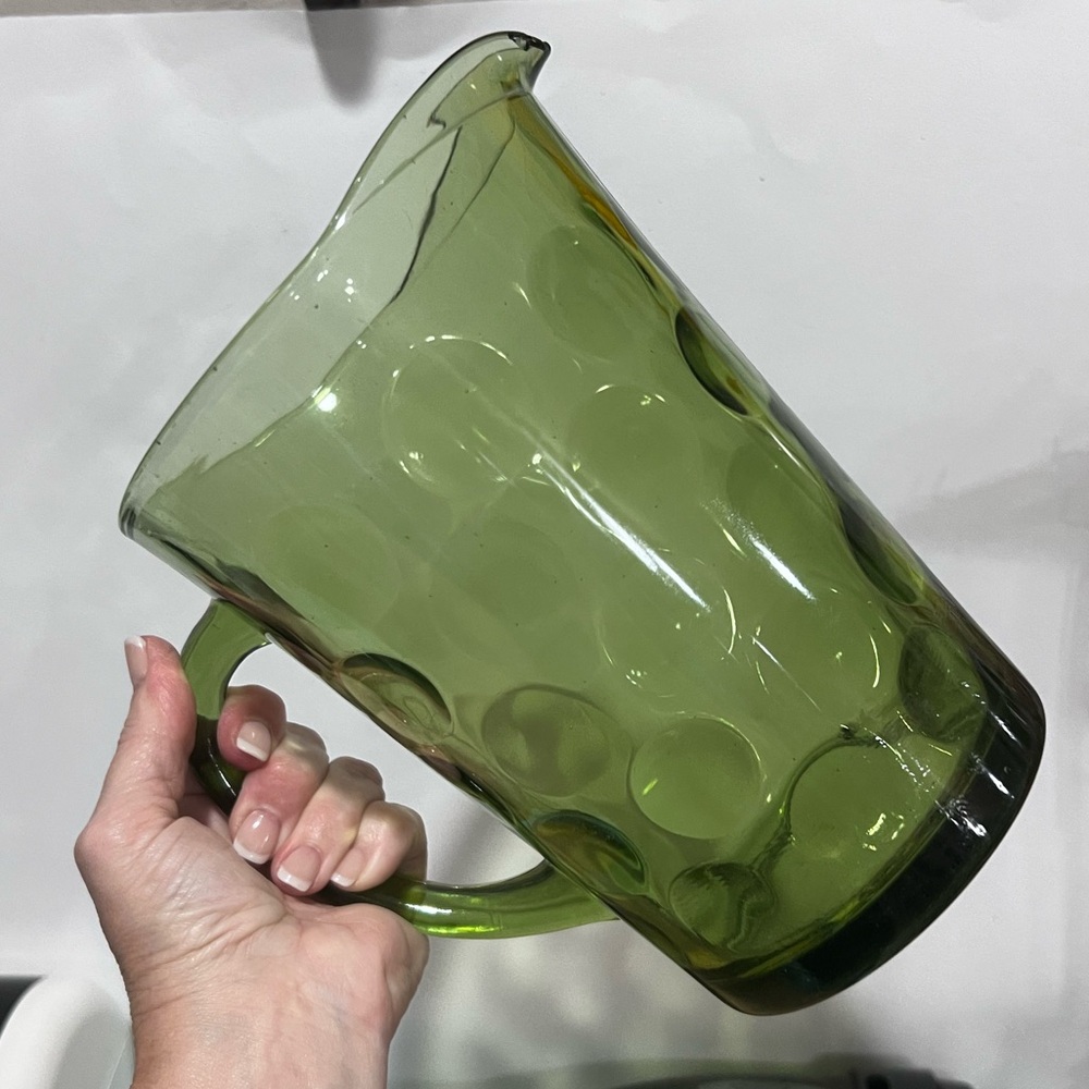 vintage Hazel-Atlas Eldorado Avocado Green glass pitcher - Picture 6 of 10